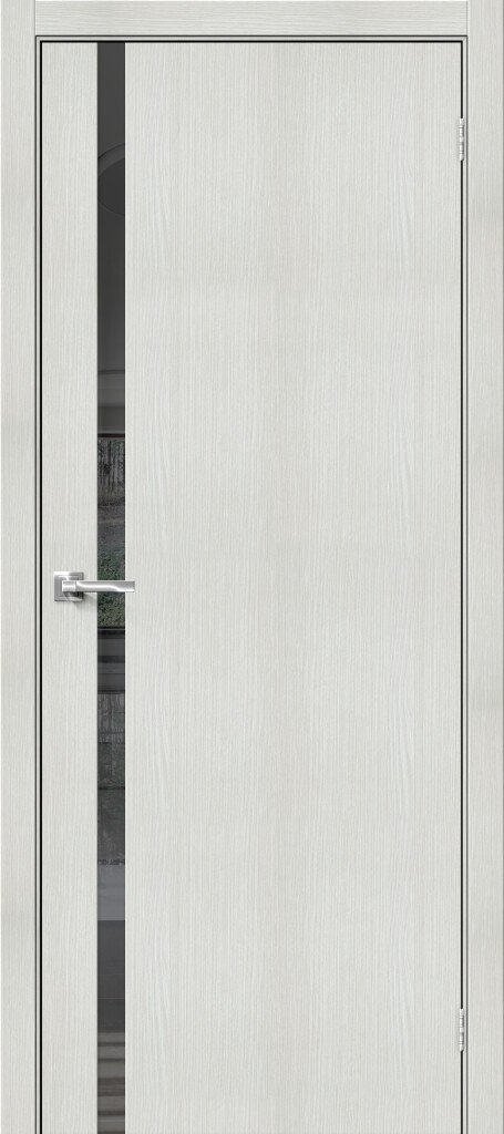 Межкомнатная дверь Браво-1.55 Bianco Veralinga зеркало Mirox Grey